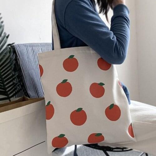 2019 Fashion Women Large Shopping Bag Canvas Casual Ladies Handbag Fruit Pattern Shoulder Totes for Travel Makeup Organizer
