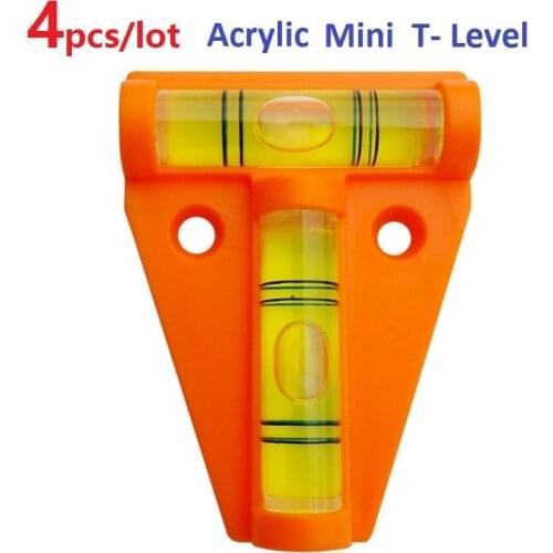 4pcs/lot Orange Acrylic T-Level Tool RV Camper Tralier Motorhome Truck Boat Console Table Measurement Mini Level Bubble