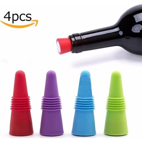 4pcs Silica gel wine stoppers Leak free wine bottle sealers for red wine and beer bottle cap 4 color