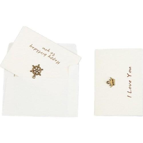 50Pack fold card with envelope greeting retro Metal Festival towers clover crown triumphal arch wholesale 8*6CM