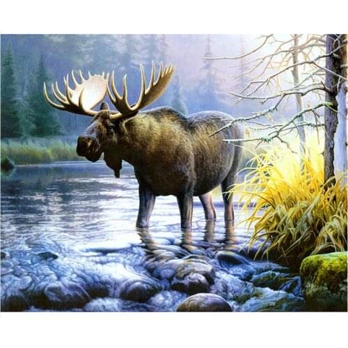 Diamond Painting Full Display Moose Deer Diamond Dotz Mosaic Embroidery Picture Crystal Stones Stickers Decal Wall Art Craft