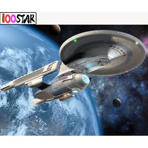 5D DIY Diamond Painting "Star Trek Spaceship" Full Square/Round Diamond Embroidery Cross Stitch Mosaic Rhinestone Decor Gift Art