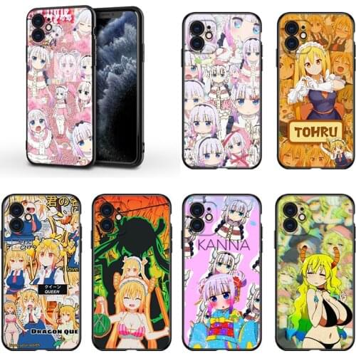 Dragon Maid Anime Cute For Apple iPhone 13 12 11 Mini XS XR X Pro MAX SE 2020 8 7 6 5 5S Plus Black Silicone Phone Case