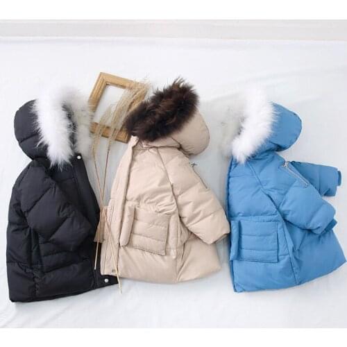 2020 Winter Thick Warm Fur Hooded Coat for Girls Boys Warm Down Coat Children Long Jackets Thick Kids Coats Teenage Outerwear