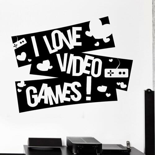 I Love Video Games Wall Sticker Gaming Room Art Decir Gamer Vinyl Decal Boys Room Cool Home Decor Game Quotes Art Murals Z729