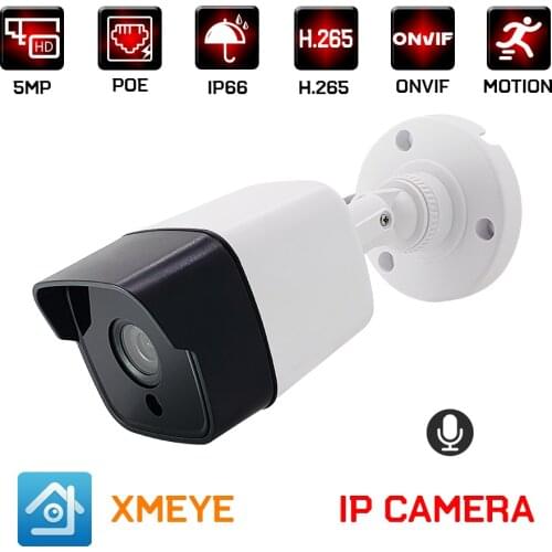 5mp audio poe ip camera 3mp h.265 outdoor cctv video surveillance security bullet cameras infrared night vision xmeye p2p