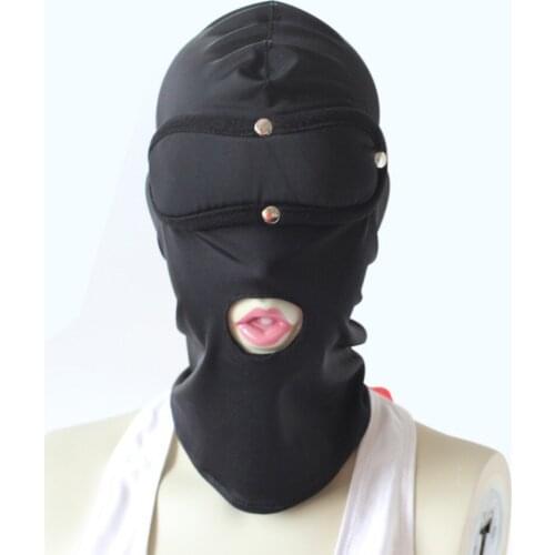 Creative detachable Buttons blindfold hood, Strong Elastic Spandex Mask hood bedroom sex games toys, cosplay sex products