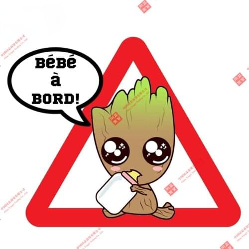 Hot Baby on Board Signs Car Sticker Decal Decor Baby Groot on Board Full Color Sticker Sunscreen Sunscreen