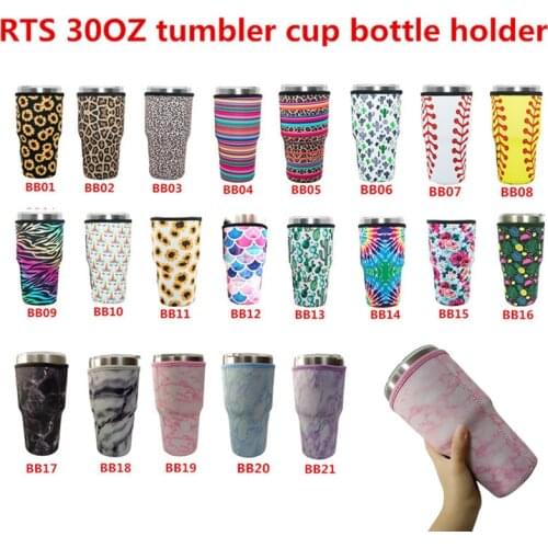 Puezokly 10pcs Reusable Iced Coffee Cup Sleeve Neoprene Insulated Sleeves Mugs Cover Bags Holder for 30oz Tumbler Water Bottle