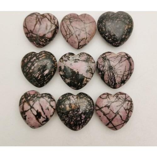 Fashion natural Rhodochrosite stone 30mm heart shape rhodonite pendants for jewelry Accessories making Wholesale 6pcs/lot
