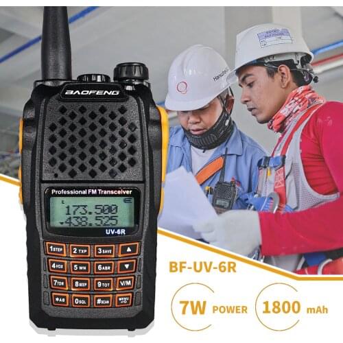 Powerful 7W Baofeng UV-6R Walkie Talkie UV6R Hunting Two Way CB Ham Radio UHF VHF Dual Band Handheld FM Transceiver Comunicador