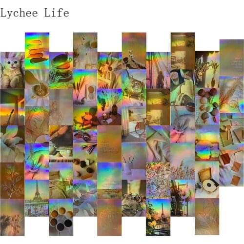 Lychee Life 50Pcs Colorful Abstract Wall Art Collage Kit Modern Minimalist Aesthetic Picture Poster for Wall Home Decor
