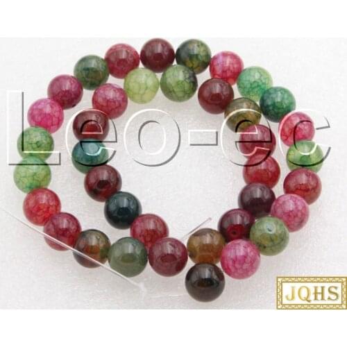 Natural 6mm ball round Crackle Agates Stone Beads for Jewelry Making 15" v1368