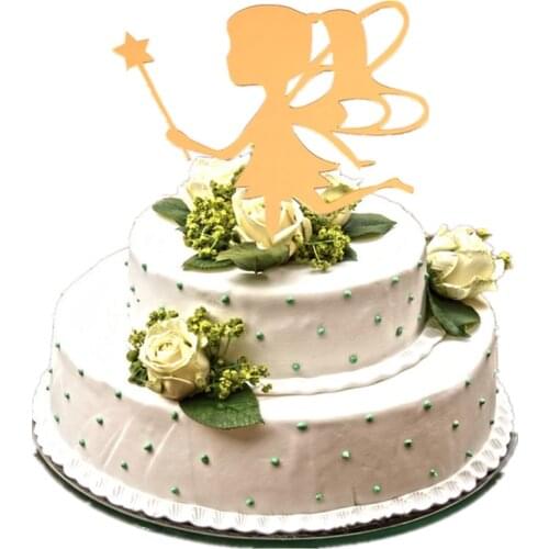 New Girl Happy Birthday Cake Topper Magic Wand Pink Acrylic Cupcake Toppers For Baby Shower Birthday Party Dessert decoration