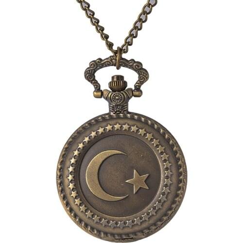 New Arrival Antique Bronze Moon and Star Pocket Watch Necklace Gift Watch Collection 50pcs/lot Wholesale