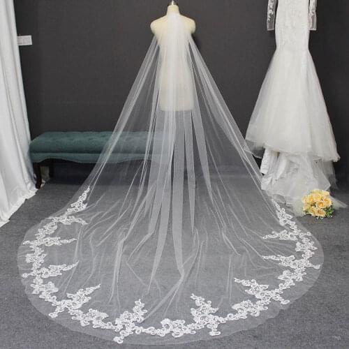 New Arrival 3 Meters Wedding Veil with Comb Cathedral Long Bridal Veil White Ivory Veil Bride Wedding Accessories