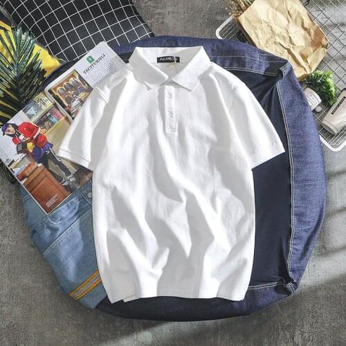 Solid Polo Shirt Men Summer Knitted Polo Shirt Cotton Laple Paul Polos Shirt Men Women Camisas Masculinas Polo Homme White Black