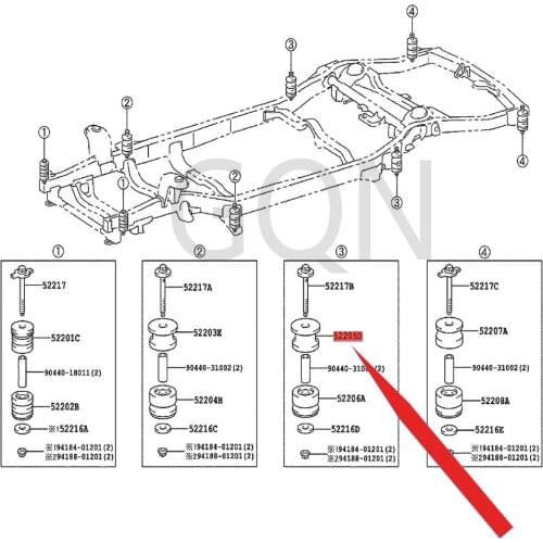 Cab Suspension Upper Cushion Sub-assembly 2010-Toy ota FJC RUI SER HIL UXS URF LAN DCR UIS EPR ADO Rubber Cushion L/R