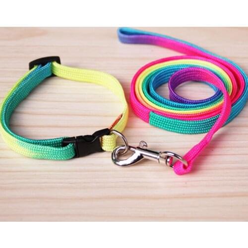 Pet Leash Puppy Harness Colorful Rainbow Color Soft Walking Pet Harness Small Dogs Pet Products