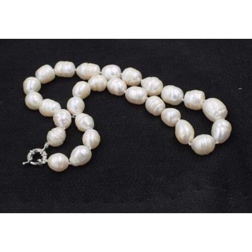 Freshwater pearl white egg unique shape 12-15mm necklace 18inch FPPJ wholesale beads nature