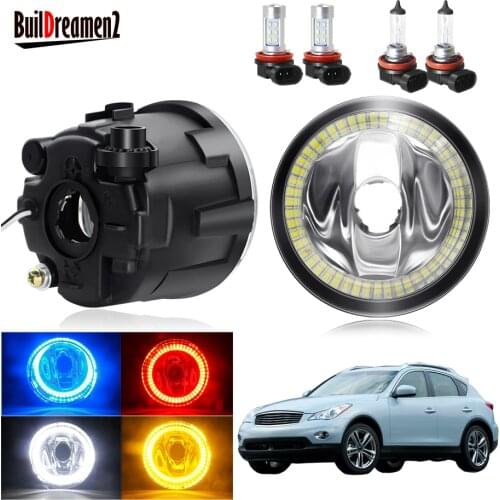 Angel Eye Fog Light Assembly For Infiniti EX EX25 EX35 EX37 2008-2013 Car Front Bumper Fog Light Halo Ring Daytime Running Lamp