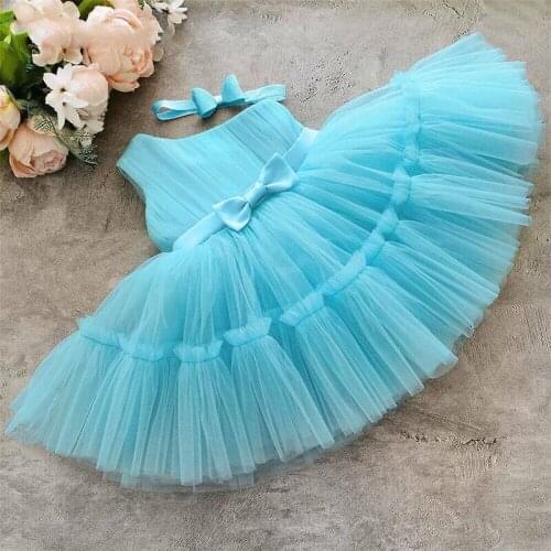 0-24 Months Baby Girls Dress For Newborn 1st Birthday Christening Bow Tutu Fluffy Clothes Infant Baptism Elegant Party Costume