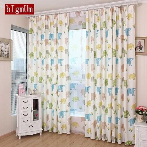 Colorful Cartoon Animal Windows Kids Curtain For Living Room Elephant/Brown Bear Voile Curtains For Boy Girl cortinas dormitorio