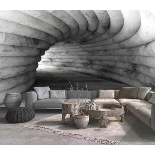 Extended space cement wall cave background wall modern wallpaper for living room