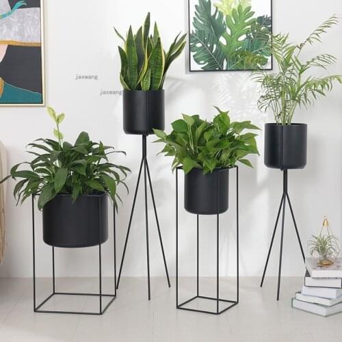 Nordic Wrought Iron Hotel Plant Rack for Balcony Indoor Living Room Flower Pot Stand Simple Apartment Floor-standing Plant Shelf