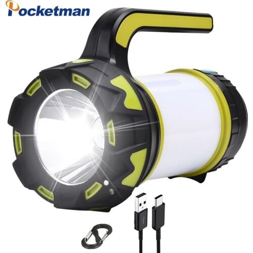 80000LM LED Camping Light USB Rechargeable Flashlight Dimmable Spotlight Work Light Waterproof Searchlight Emergency Torch