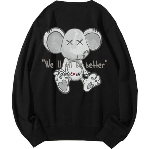 Autumn Winter Fleece Sweatshirt Print Hoodies Sweatshirts Harajuku Hip Hop Casual Pullover Hooded Streetwear Men Fashion Tops