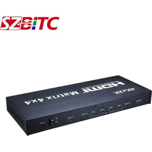 SZBITC 4x4 UHD Matrix 4k@60Hz Video Switch Splitter 4 in 4 out HDMI Switcher RS232 Control With Remote Control