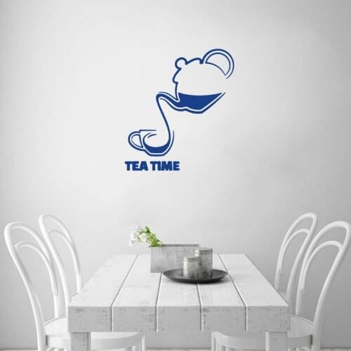 Always Tea Time Quote Vinyl Wall Decals Home Decor Kitchen Coffee Shop Art Mural Stickers Removable Wallpoof CX1767