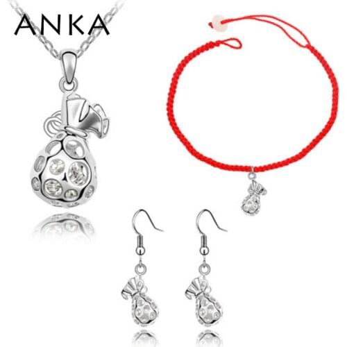 ANKA Special Offer Top Fashion Classic Women Wallet Necklace Jewelry Crystal Set Jewelry Coin Bag #86623