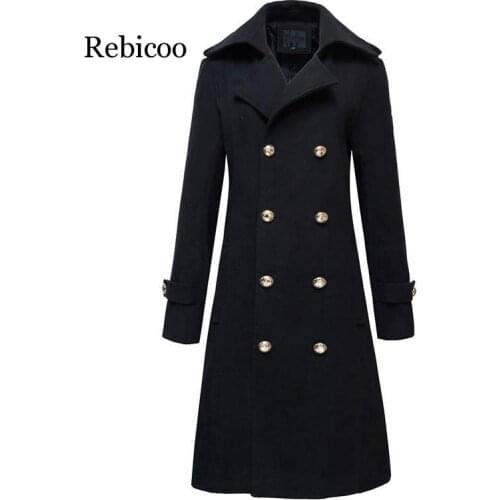 Winter Mens Military Double Breasted Wool Blend Long Jackets For Man Female Cotton Padded Warm Long Coats Male Windbreakers