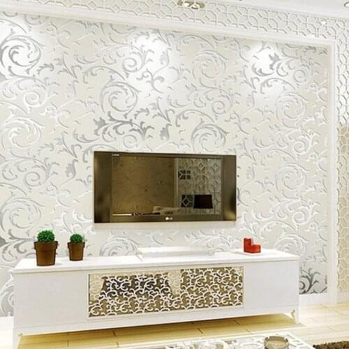 10M Damask Embossed Textured Non-woven Wallpaper Rolls Background Wall Decor