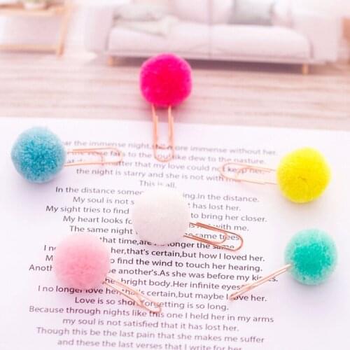 12pcs/lot Kawaii Bookmarks Colored Hairball Paper Memo Clips for Books Decoration Bullet Clips Office Stationery Favor