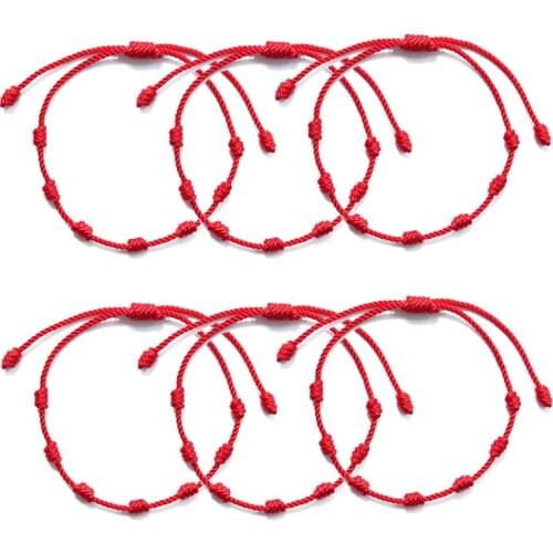 10PCS Evil 7 Knots Red String Bracelet Protection Eye Good Luck Amulet for Success and Prosperity Couples Friendship Bracelet