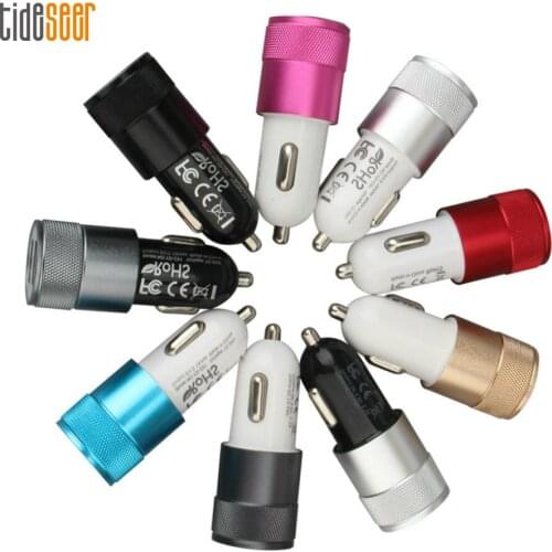 100pcs Portable Dual USB Car Charger 2 -Port Adapter 3.1A Auto Vehicle Metal Charger For iPhone iPad Smart Phone Tablet