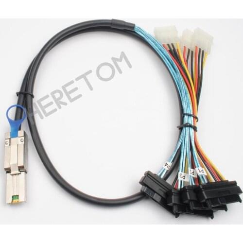 100CM SAS SATA CABLE Mini SAS 4x Mini SAS26P SFF-8088 to 4 SFF 8482 SAS29P SAS Power Cabe 1M