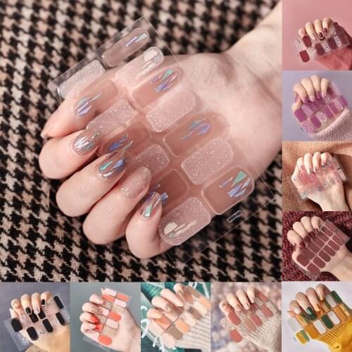 14tips/sheet Korea Nail Sticker Full Cover Sticker Wraps Decorations DIY Manicure Slider Nail Vinyls Nails Decals Manicure Art