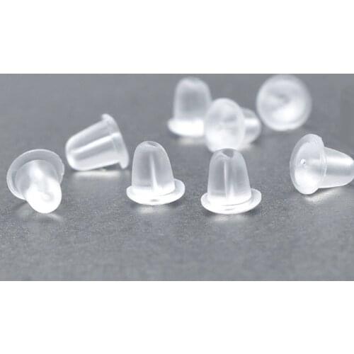 200pcs/lot Earrings Silicone Barrel Bullet Plastic Ear Plugging Earring back Anti-Allergic Jewelry Accessories