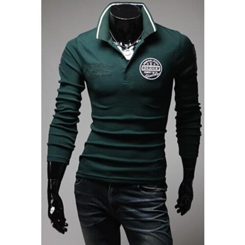 2017 long-sleeved POLO shirt R letter armband casual fashion long-sleeved Polo