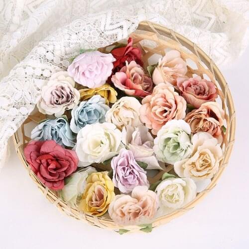 4.5CM artificial rose orchid flower head for diy wedding bouquet home wreath garland decoration accessories