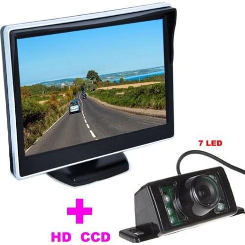 7LED Car Rearview Camera CCD 170 Angle + 5" TFT LCD Car mirror Monitor car backup camera 2 in 1 Auto Parking Assistance System