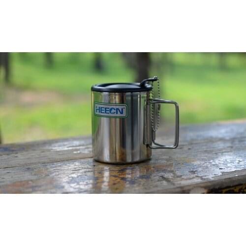 Free shiping Heecn outdoor stainless steel cup camping cup folding handle stainless steel cup 350ml