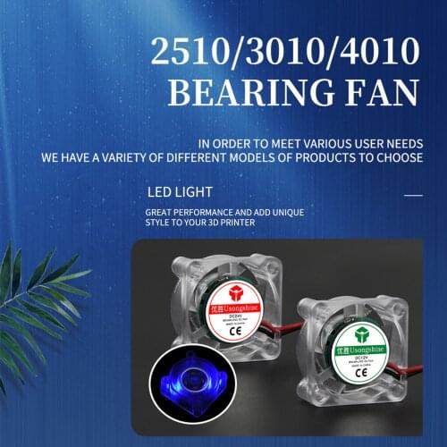 Aibecy Brushless Cooling Fan Luminous Hydraulic Bearing Fan High Speed Low Noise 25x25x10mm DC 24V with LED Light
