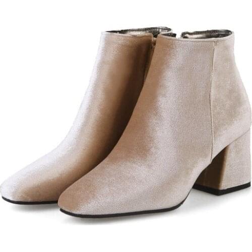 Big Size boots women shoes ankle boots for women ladies boots shoes woman winter Solid color square heel