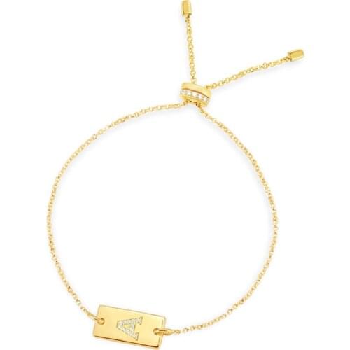 SLJELY Women Men Fashion 925 Sterling Silver Alphabet A B C To Z Initial Name Plate K L M Letters Adjustable Rectangle Bracelet