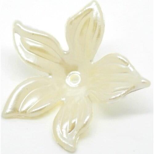 DoreenBeads 100PCs Beige Flower Acrylic Spacer Beads 28mm(1 1/8").(B19673), yiwu